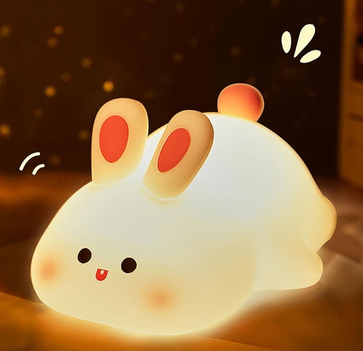 Night Light for Kids, Cute Lamp, Rabbit Silicone Baby lamp, Nursery Night lamp, Dimmable & Timer Bunny Nightlight, Rechargeable Lamp